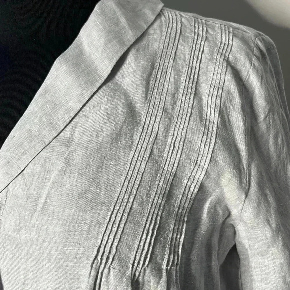 Poetry 100% Linen Button Front Long Sleeve Light Gray Top NWT Size 4 - Picture 4 of 6